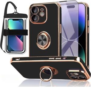 iPhone 12 Case 3 in 1 Black Screen Protector Waterproof Shockproof kickstand